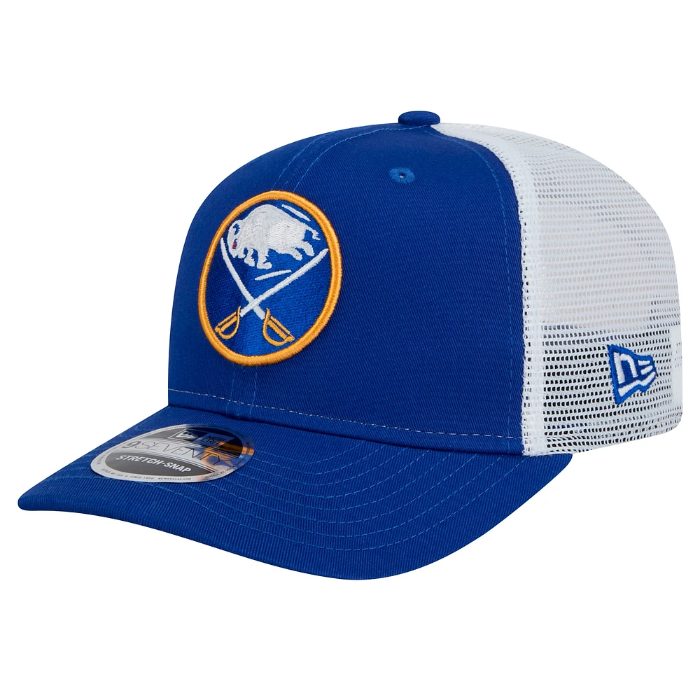 Casquette New Era Core Trucker 9SEVENTY extensible à boutons-pression Royal Buffalo Sabres pour homme