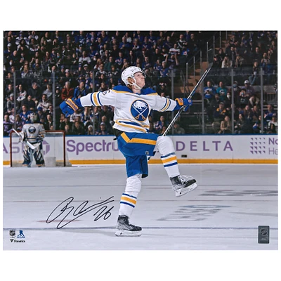 Rasmus Dahlin Buffalo Sabres Autographed 16" x 20" White Jersey Celebration Photograph