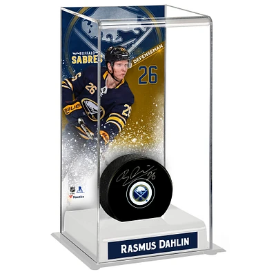 Rasmus Dahlin Buffalo Sabres Autographed Puck With Deluxe Tall Hockey Puck Case
