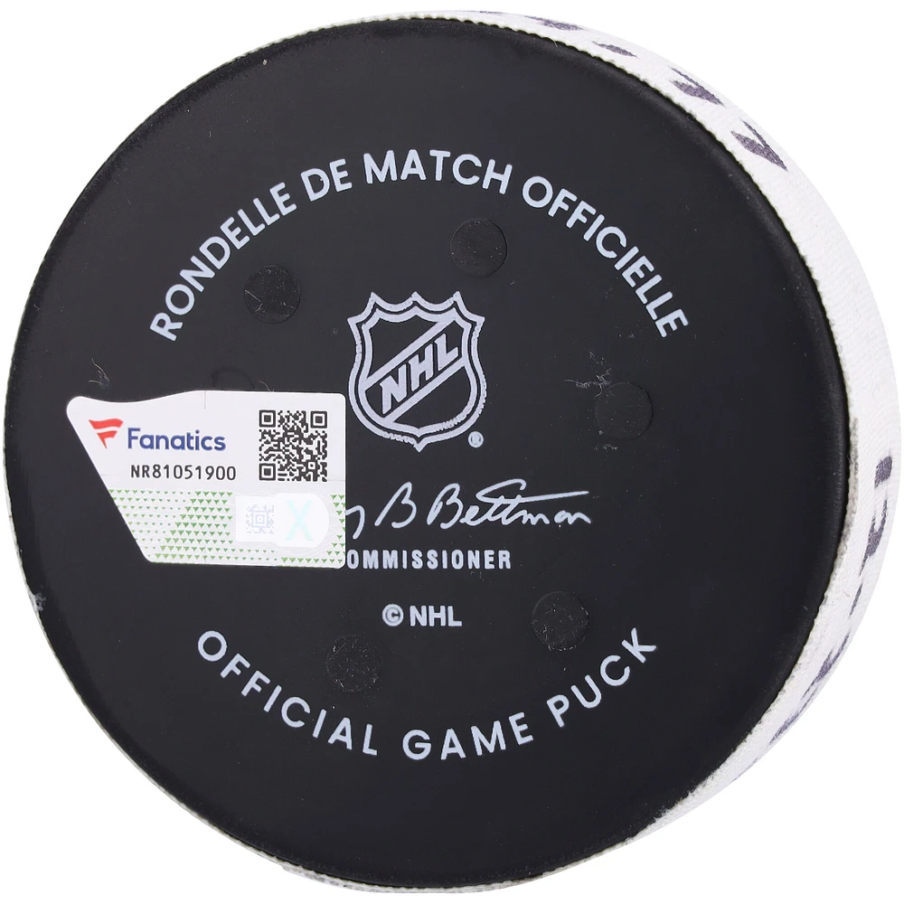 Rondelle de but utilisée par Rasmus Dahlin lors du match des Buffalo Sabres contre les Rangers de New York le 23 décembre 2023
