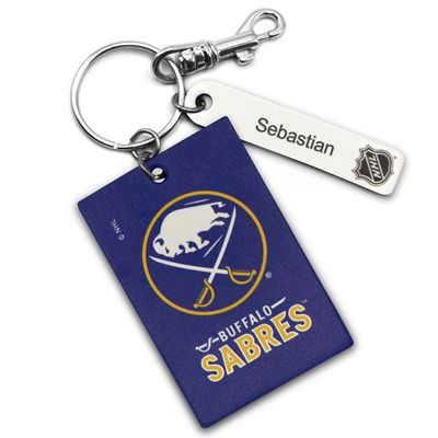 Royal Buffalo Sabres Personalized Leather Rectangle Keychain