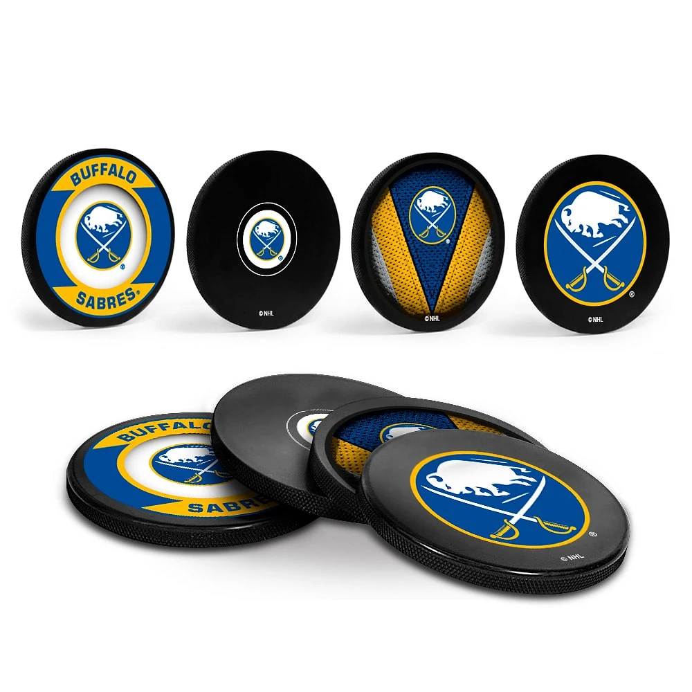 The Sports Vault Buffalo Sabres Four-Piece Puck Coaster Set