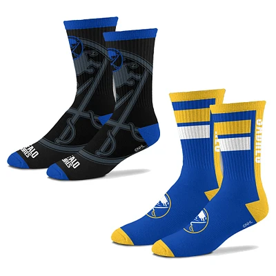 Lot de deux paires de chaussettes unisexes pour pieds nus Buffalo Sabres Double Duo