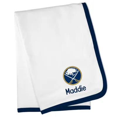 Buffalo Sabres Personalized Baby Blanket - White