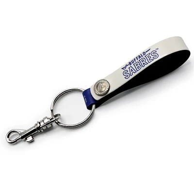 White Buffalo Sabres Personalized Leather Loop Keychain