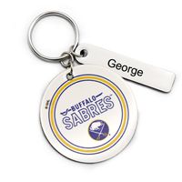 White Buffalo Sabres Personalized Leather Round Keychain