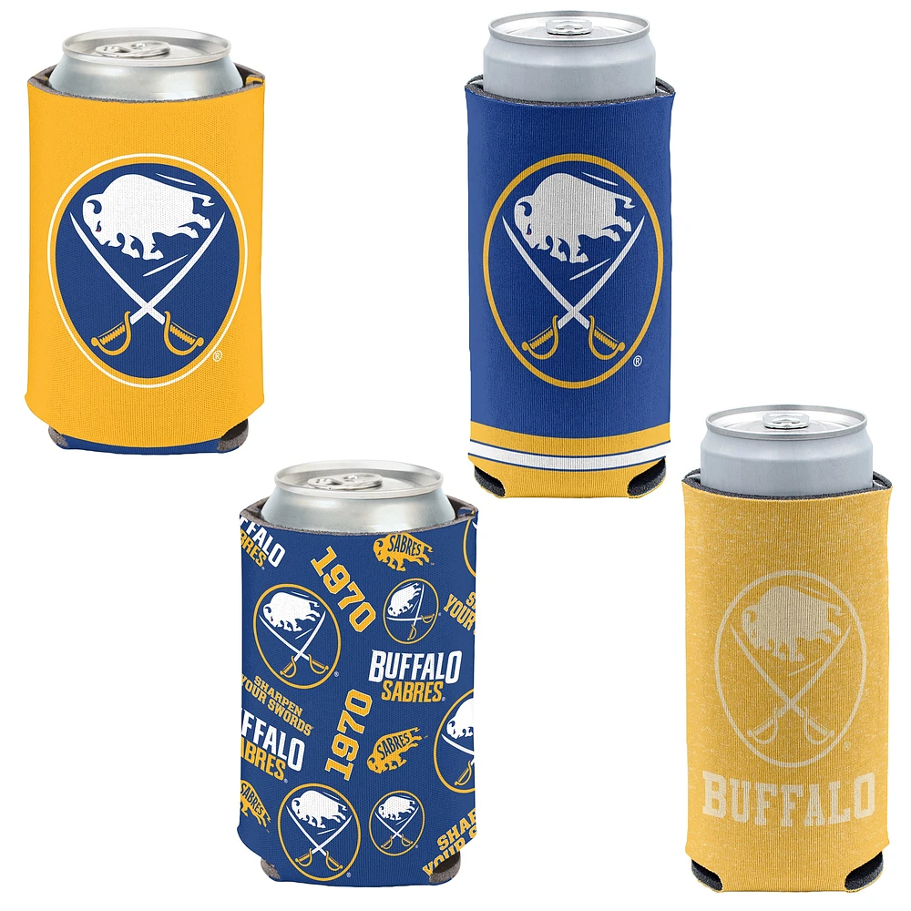 WinCraft Buffalo Sabres, paquet de 4, 12 oz. Ensemble refroidisseur de canettes et de canettes minces