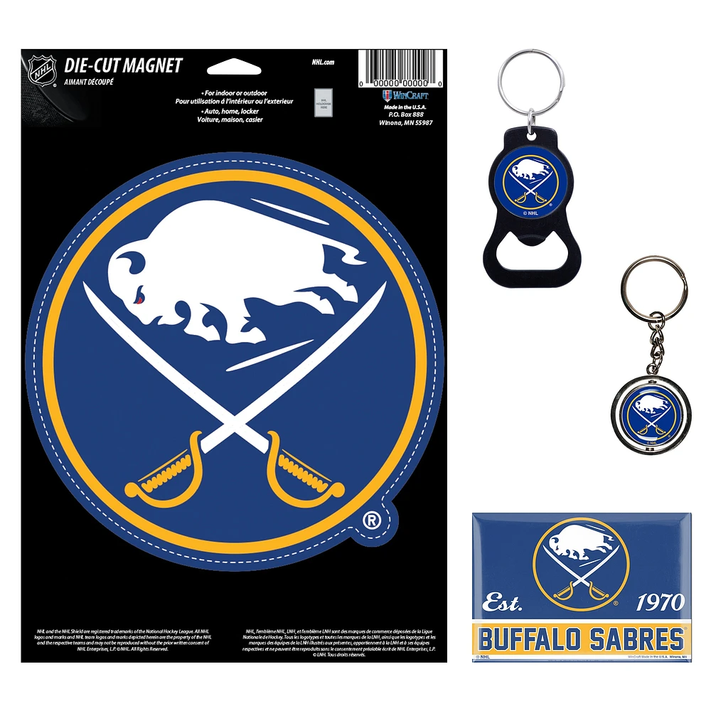 WinCraft Buffalo Sabres 4-Pack Key Rings and Magnets Set