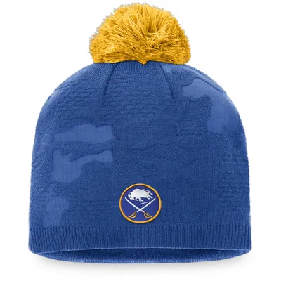 Buffalo Sabres Fanatics Branded Women's Authentic Pro Team Locker Room Beanie with Pom - Royal/Gold