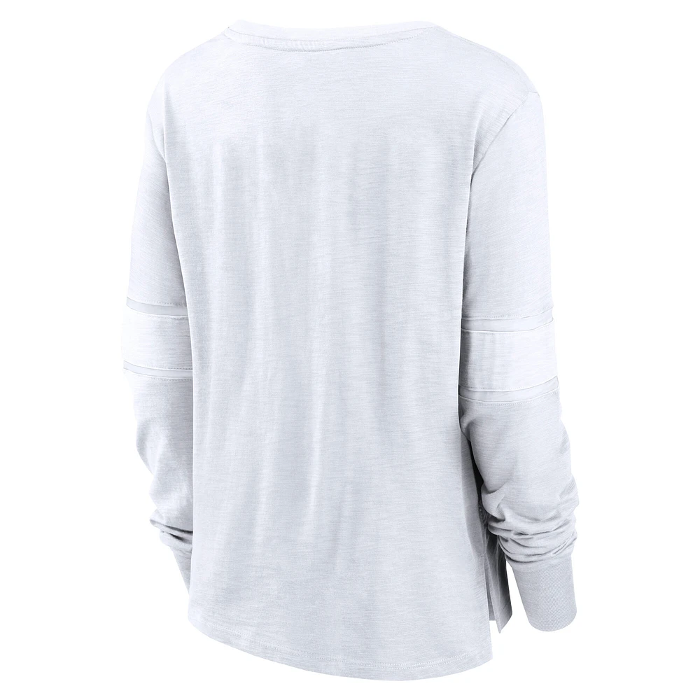 T-shirt à manches longues lacets pour femmes Fanatics White Buffalo Sabres Out