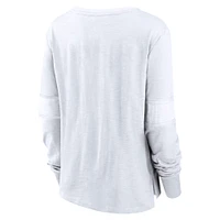 T-shirt à manches longues lacets pour femmes Fanatics White Buffalo Sabres Out