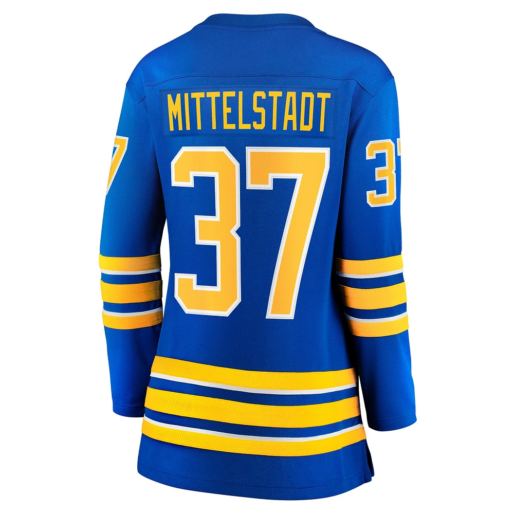 Maillot de joueur échappé à domicile des Fanatics Casey Mittelstadt Royal Buffalo Sabres pour femmes