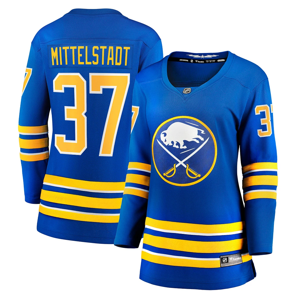 Maillot de joueur échappé à domicile des Fanatics Casey Mittelstadt Royal Buffalo Sabres pour femmes