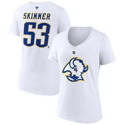 Women's Fanatics Jeff Skinner White Buffalo Sabres Special Edition 2.0 Name & Number V-Neck T-Shirt