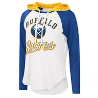 Women's G-III Sports by Carl Banks White/Royal Buffalo Sabres MVP Raglan Lightweight Hooded T-Shirt