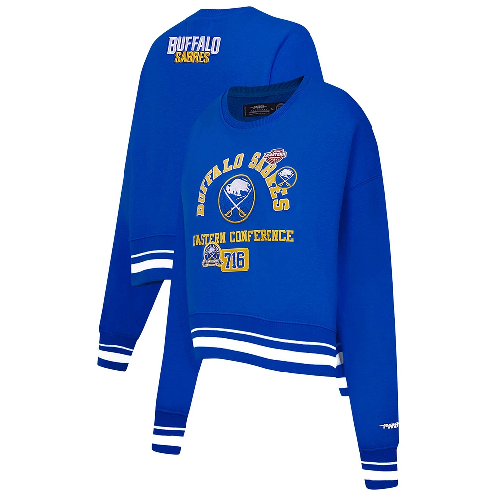 Women's Pro Standard  Royal Buffalo Sabres Area Code Cropped Pullover Sweatshirt