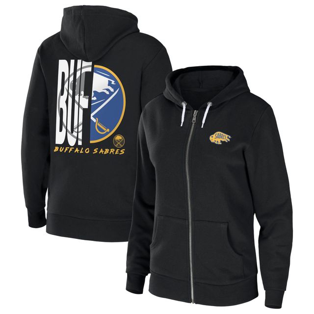 Sweat à capuche entièrement zippé en molleton éponge noir Buffalo Sabres WEAR by Erin Andrews pour femmes