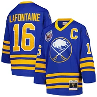 Maillot de joueur la ligne bleue 1992 Mitchell & Ness Pat LaFontaine Royal Buffalo Sabres pour jeunes