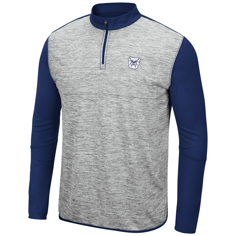 Men's Colosseum Heather Gray/Navy Butler Bulldogs Prospect Quarter-Zip Jacket
