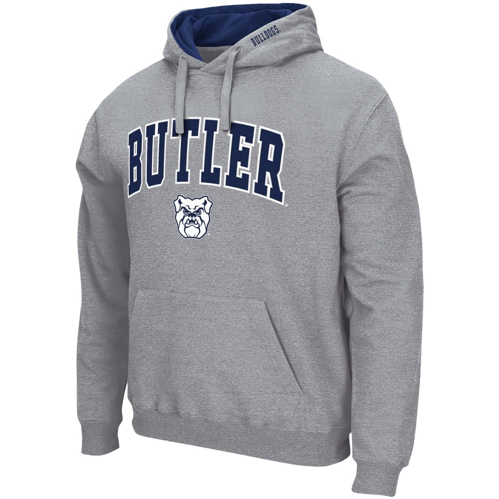 Men's Colosseum Heathered Gray Butler Bulldogs Arch & Logo 3.0 Pullover Hoodie