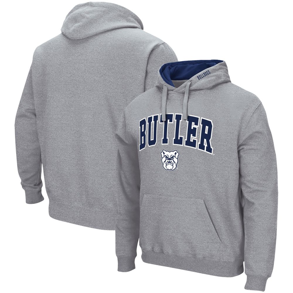 Men's Colosseum Heathered Gray Butler Bulldogs Arch & Logo 3.0 Pullover Hoodie