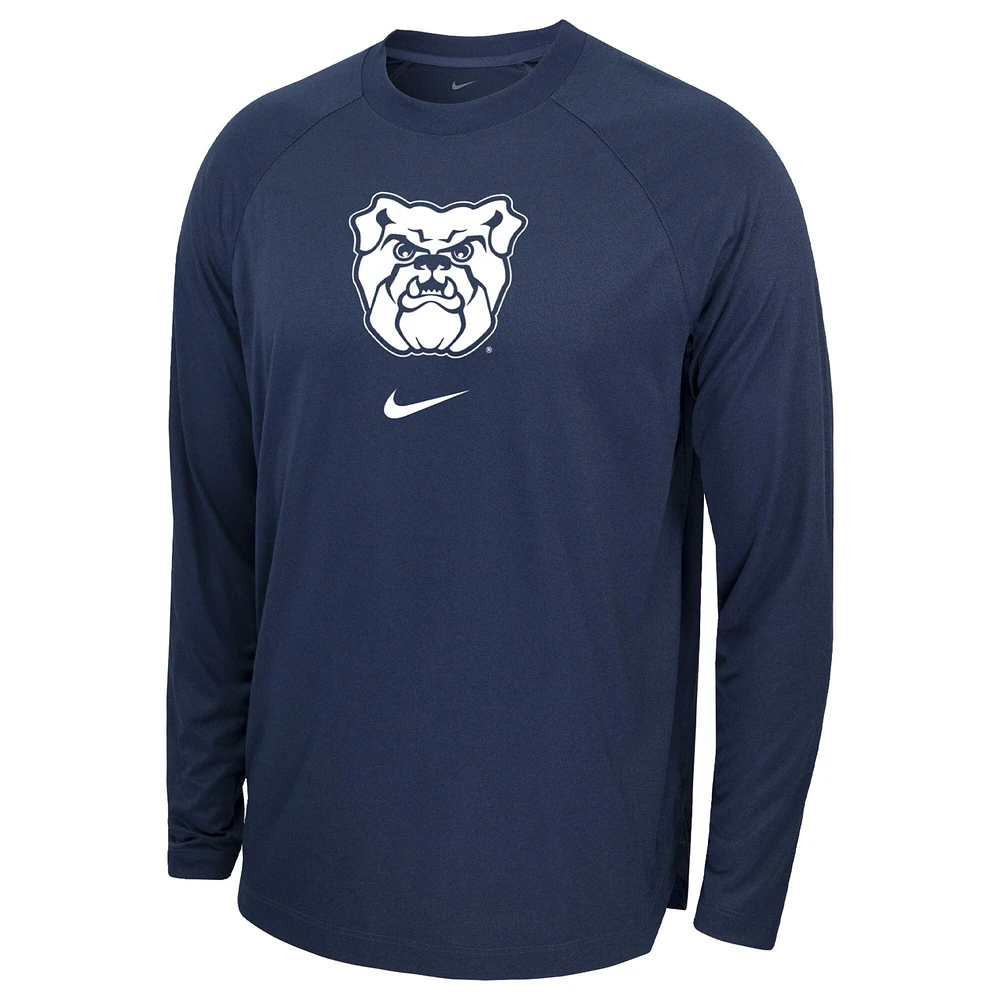 T-shirt à manches longues Nike Navy Butler Bulldogs Basketball Spotlight Raglan Performance pour homme