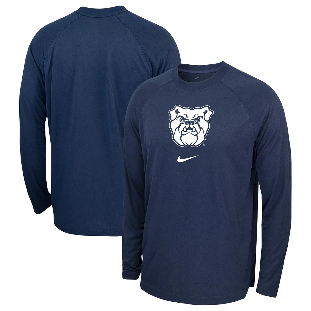 T-shirt à manches longues Nike Navy Butler Bulldogs Basketball Spotlight Raglan Performance pour homme