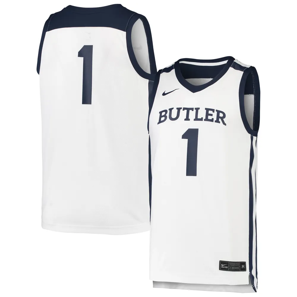 Maillot de basket-ball réplique l'équipe Nike #1 White Butler Bulldogs pour homme