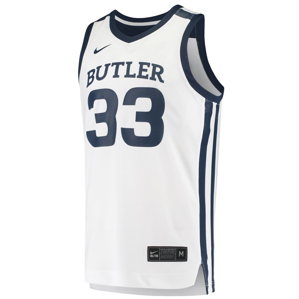 Men's Nike #33 White Butler Bulldogs Replica Basketball Jersey