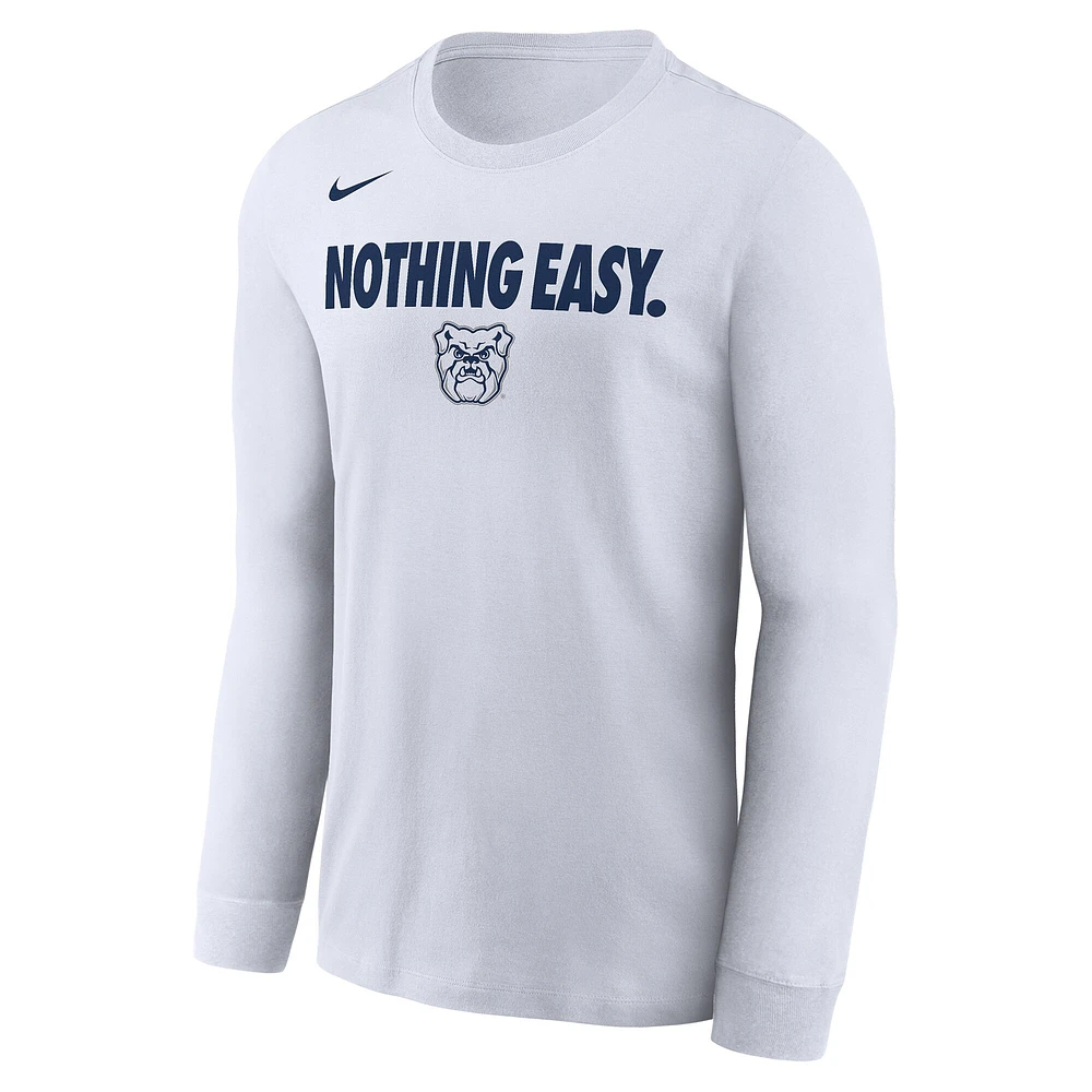 T-shirt à manches longues Nike White Butler Bulldogs 2025 On-Court Bench pour homme