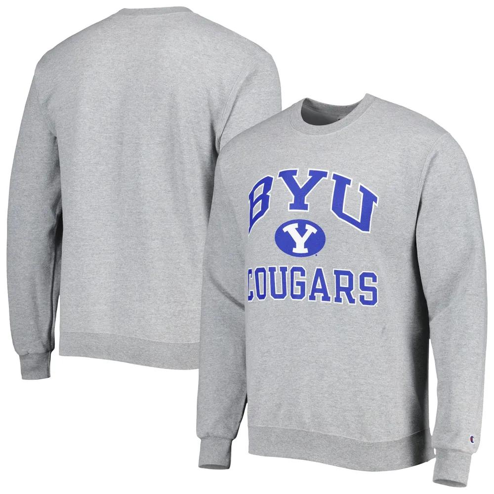 Men's Champion Heather Gray BYU Cougars High Motor Pullover Sweatshirt