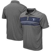 Men's Colosseum Heathered Charcoal BYU Cougars Smithers Polo