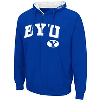 Men's Colosseum Navy BYU Cougars Arch & Logo 3.0 Full-Zip Hoodie