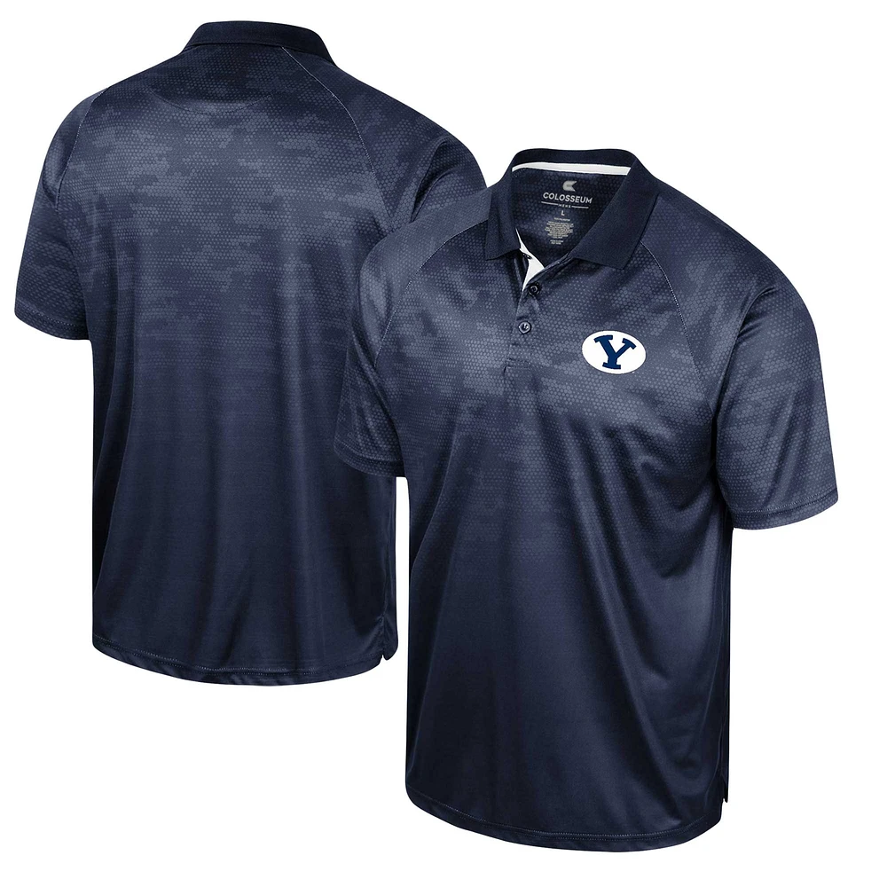 Colosseum Navy BYU Cougars Polo raglan en nid d'abeille pour homme