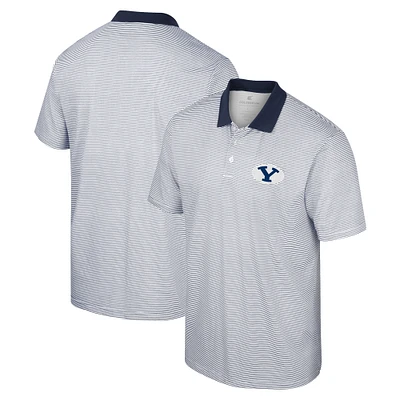 Polo à rayures Colosseum blanc/bleu marine BYU Cougars pour homme