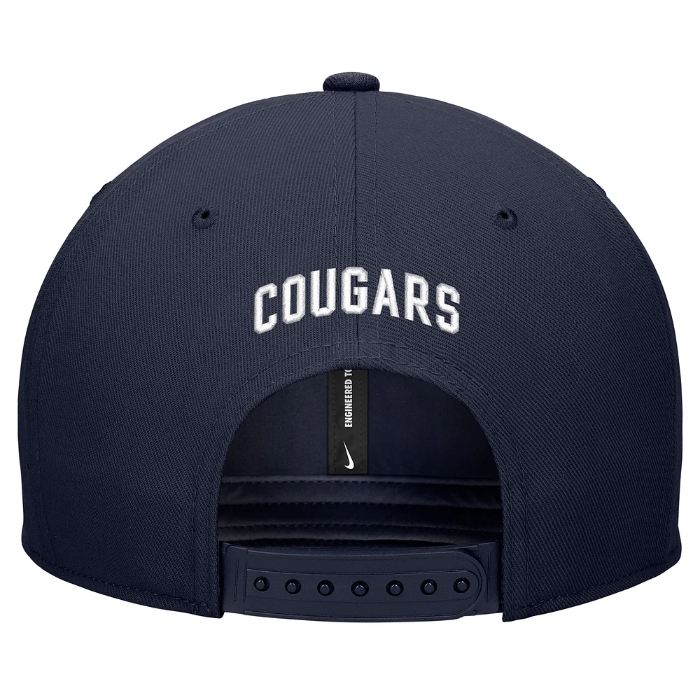 Casquette Nike bleu marine BYU Cougars Pro Snapback pour homme