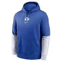 Men's Nike Royal BYU Cougars 2024 Sideline Club Fleece Pullover Hoodie