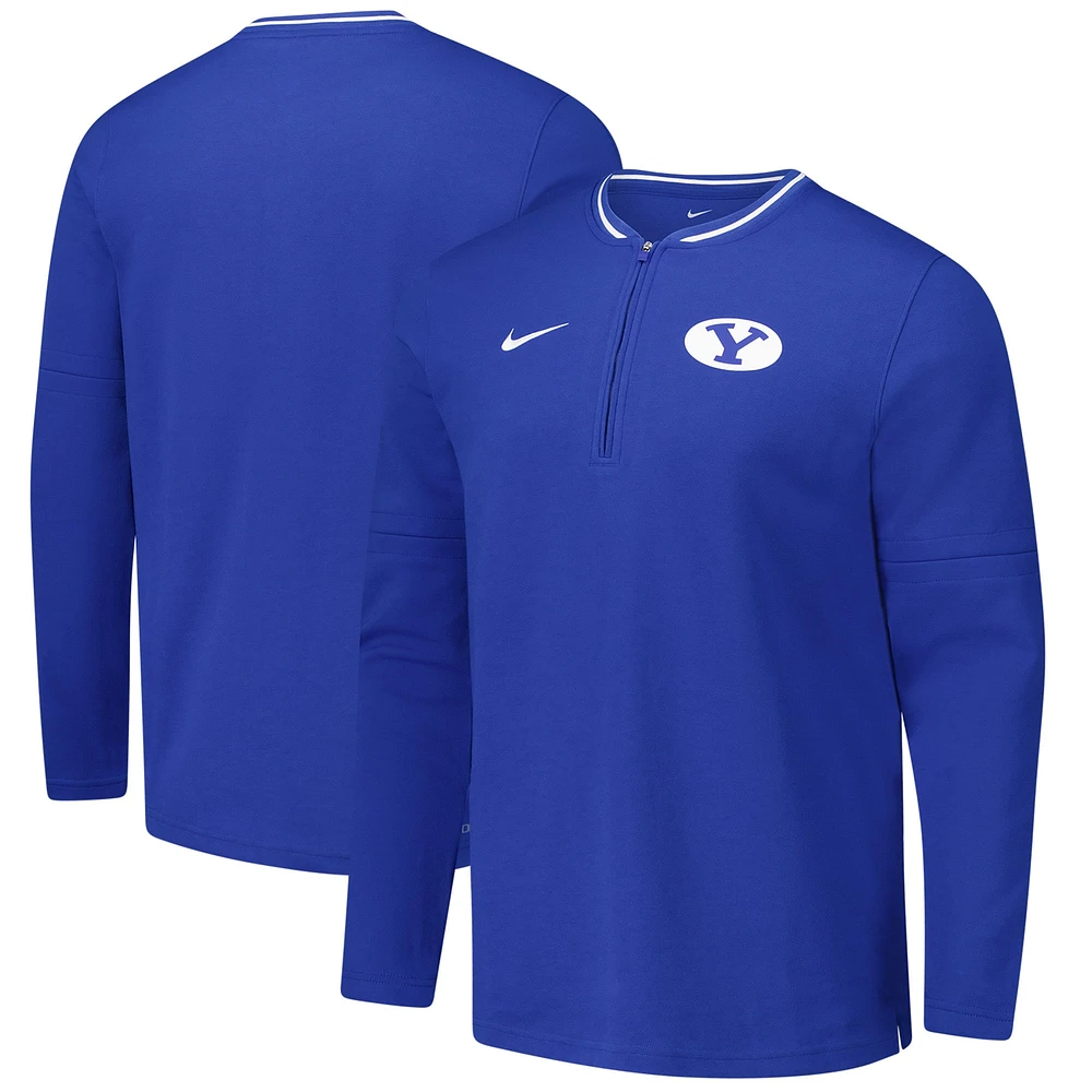 Veste Nike Royal BYU Cougars Coaches à quart de zip pour homme