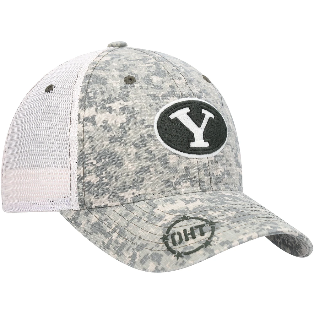 Casquette de camionneur Zephyr Camo/White BYU Cougars OHT Military Appreciation Ranger 2 pour homme