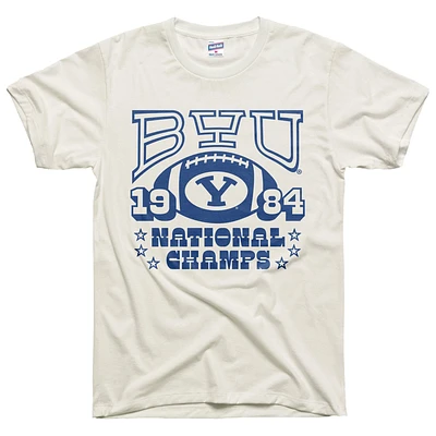 T-shirt unisexe Charlie Hustle blanc BYU Cougars champions nationaux 1984