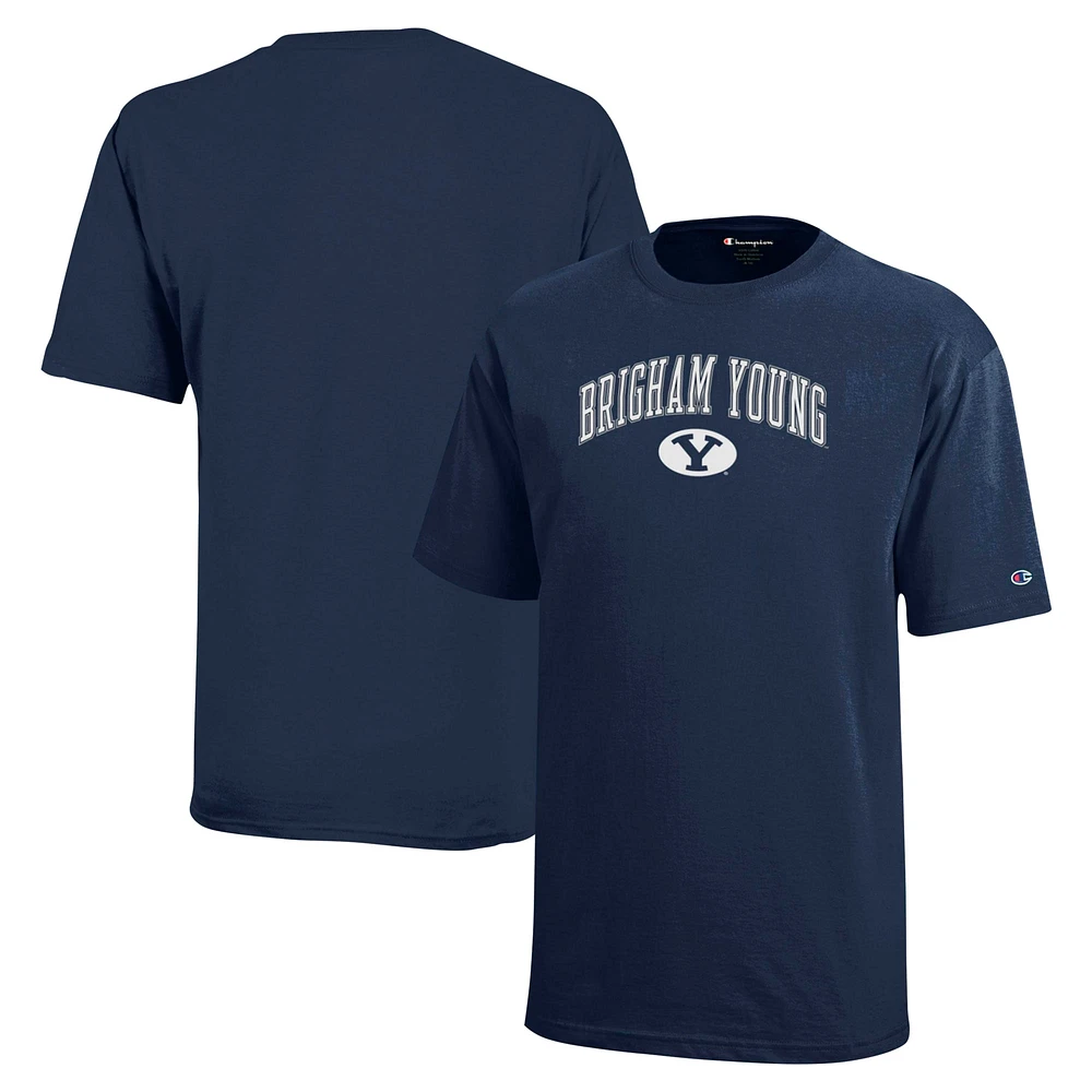 T-shirt bleu marine Champion des jeunes BYU Cougars Arch Over Logo