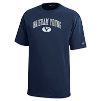 T-shirt bleu marine Champion des jeunes BYU Cougars Arch Over Logo