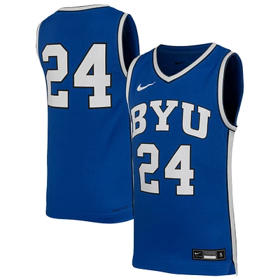 Maillot de basket-ball réplique pour jeunes Nike #24 Royal BYU Cougars