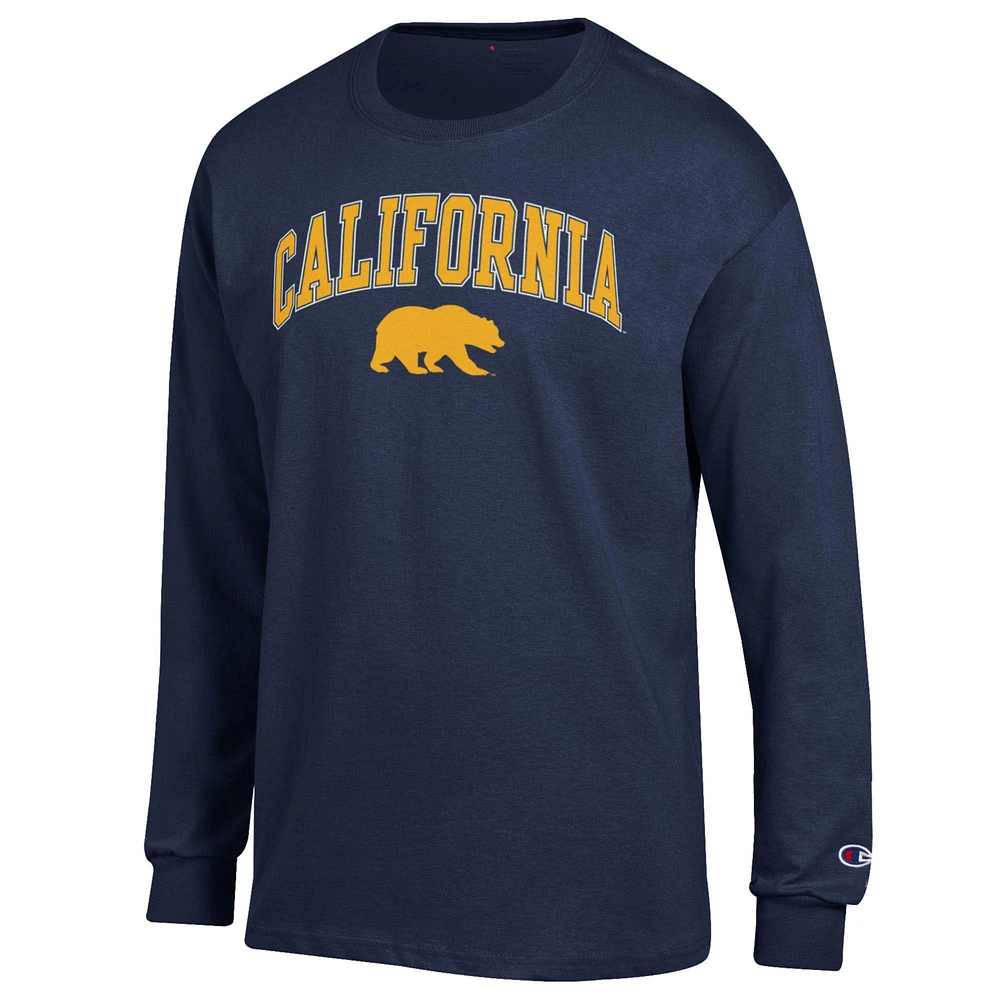 T-shirt à manches longues pour homme Champion Navy Cal Bears Arch Over Logo