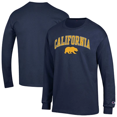 T-shirt à manches longues pour homme Champion Navy Cal Bears Arch Over Logo