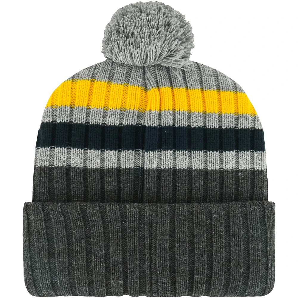 Men's '47 Charcoal Cal Bears Stack Striped Cuffed Knit Hat with Pom