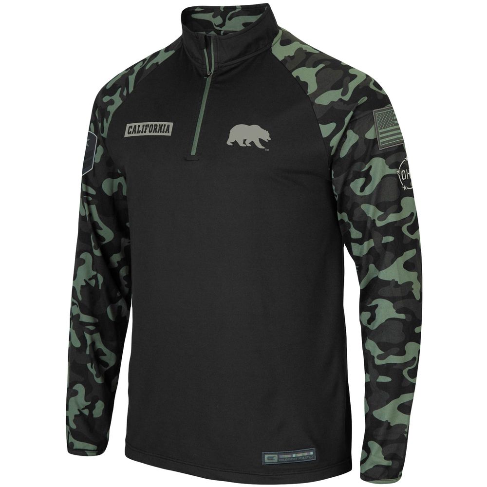 Men's Colosseum Black Cal Bears OHT Military Appreciation Take Flight Raglan Quarter-Zip Jacket