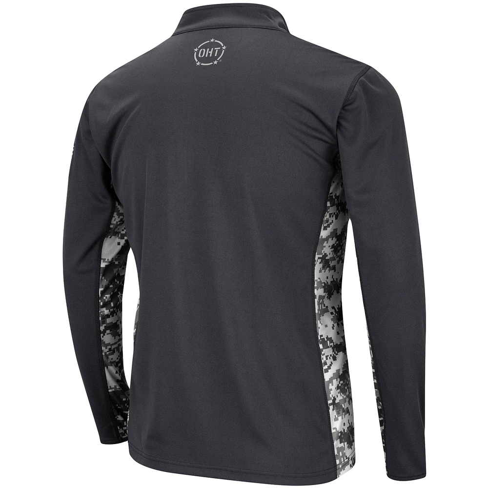 Men's Colosseum Charcoal Cal Bears OHT Military Appreciation Digital Camo Lightweight Quarter-Zip Pullover