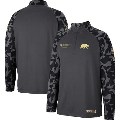 Men's Colosseum Charcoal Cal Bears OHT Military Appreciation Long Range Raglan Quarter-Zip Jacket