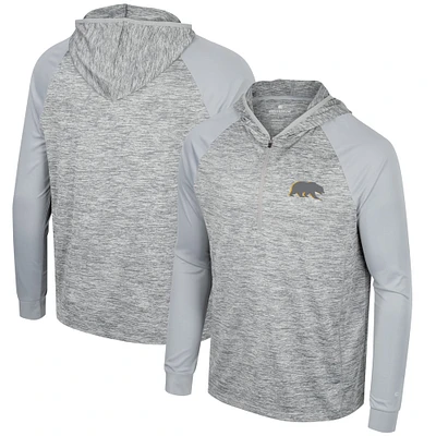 Colosseum Grey Cal Bears Cybernetic Raglan Quarter-Zip Hooded Top pour hommes